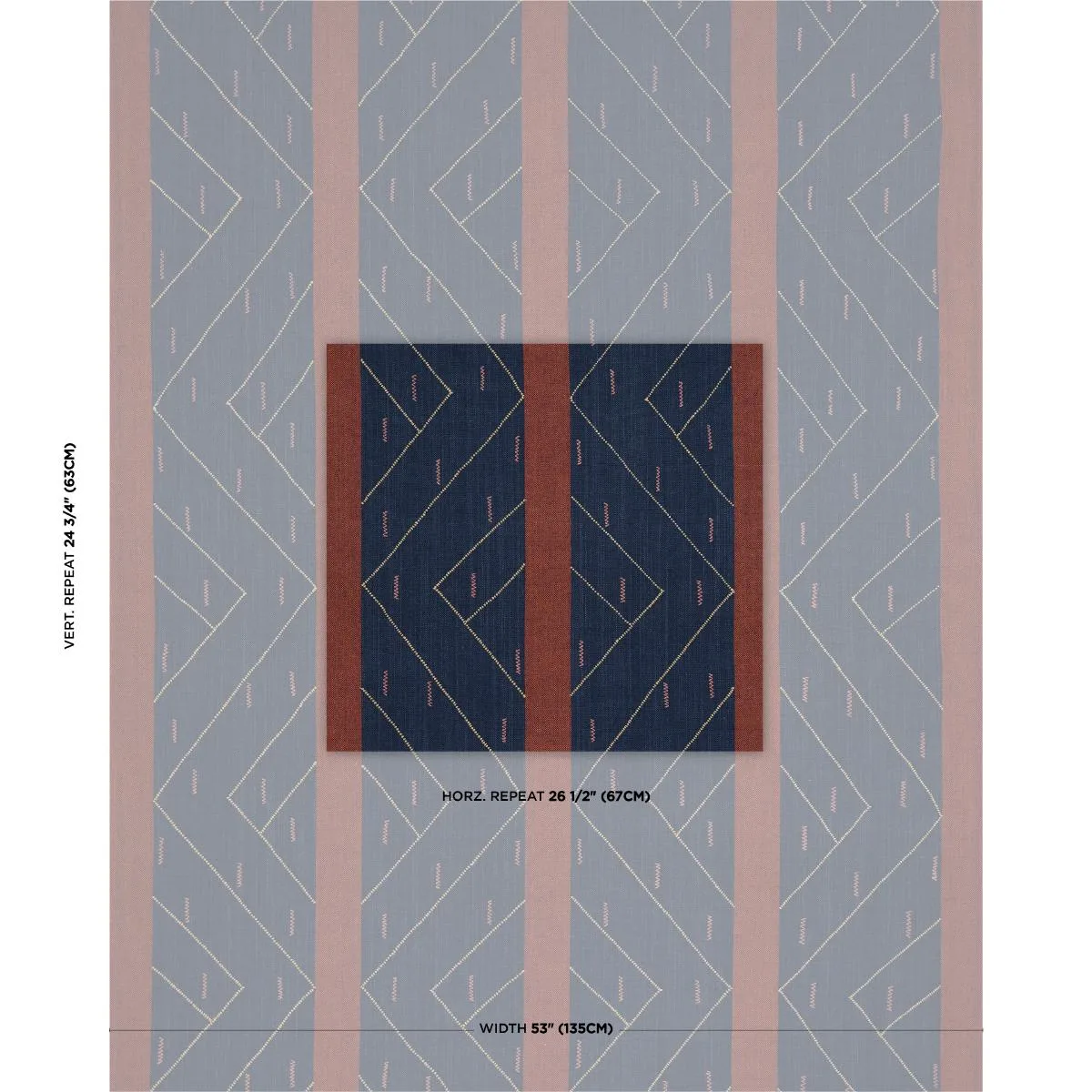Schumacher 86702 Kapanga Embroidery Indigo fabric swatch