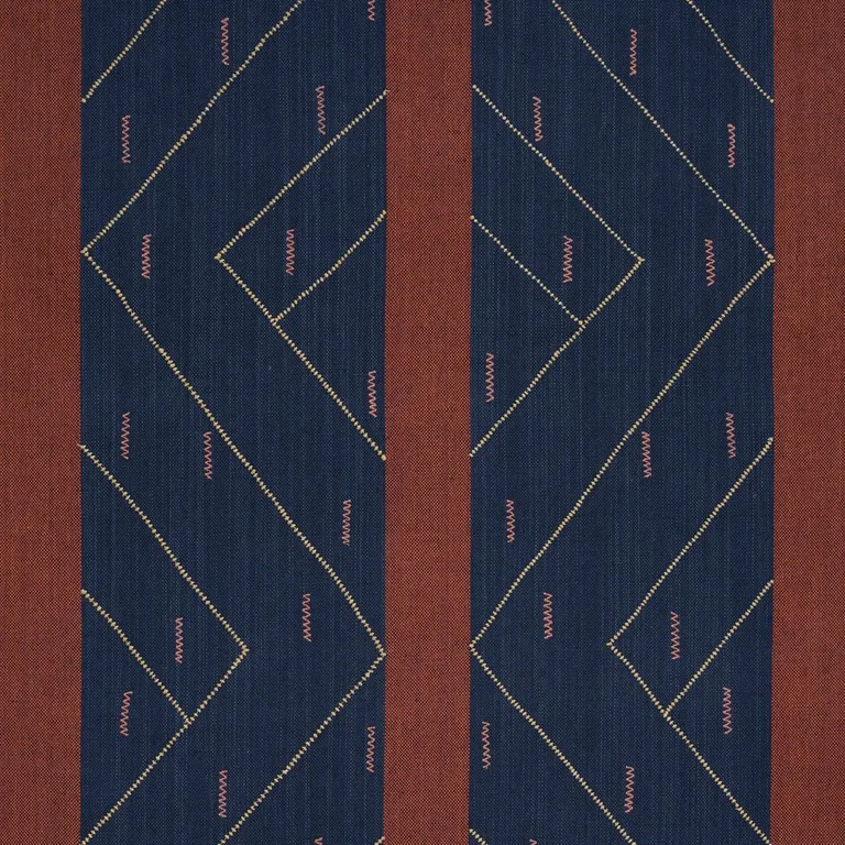 Schumacher 86702 Kapanga Embroidery Indigo fabric swatch