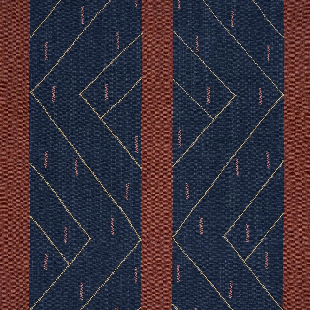 Schumacher 86702 Kapanga Embroidery Indigo fabric swatch