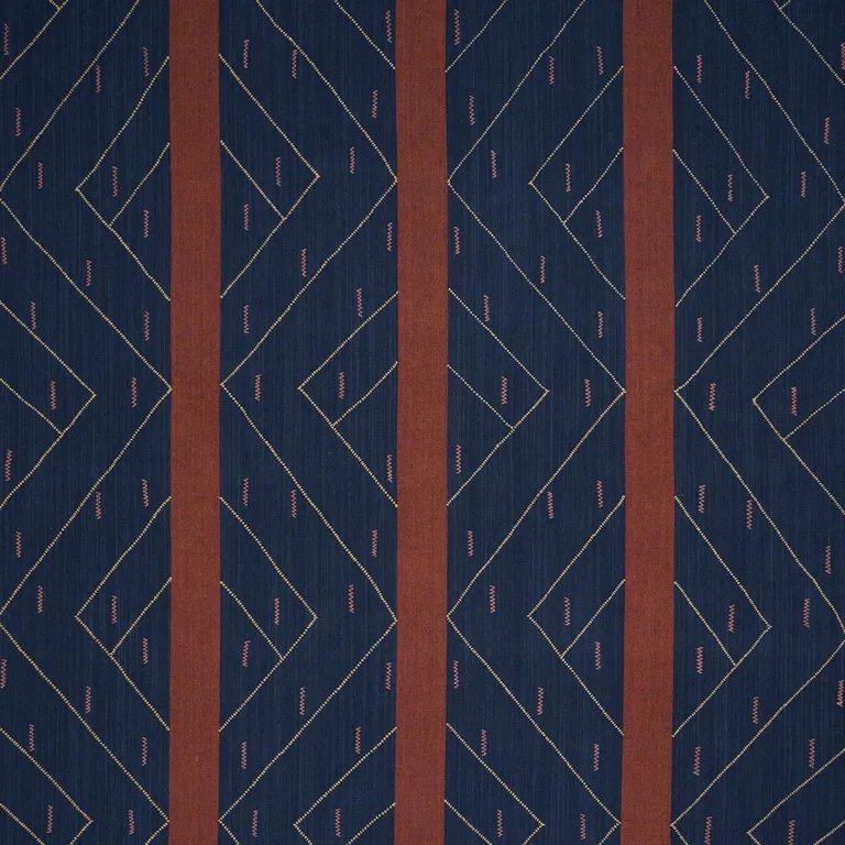 Schumacher 86702 Kapanga Embroidery Indigo fabric swatch