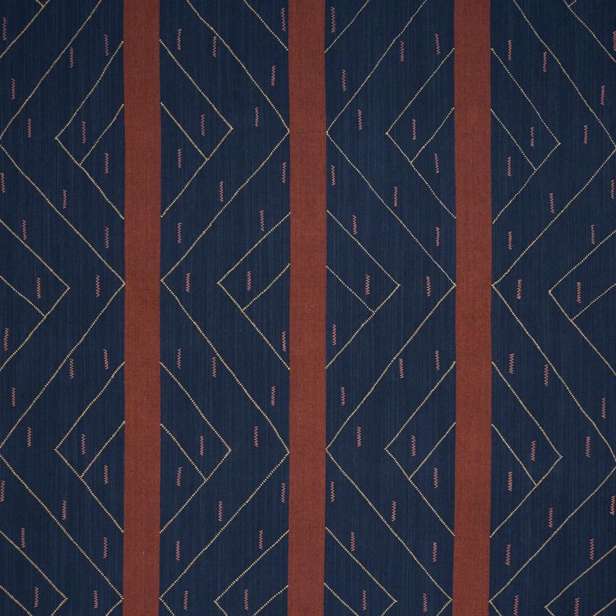 Schumacher 86702 Kapanga Embroidery Indigo fabric swatch
