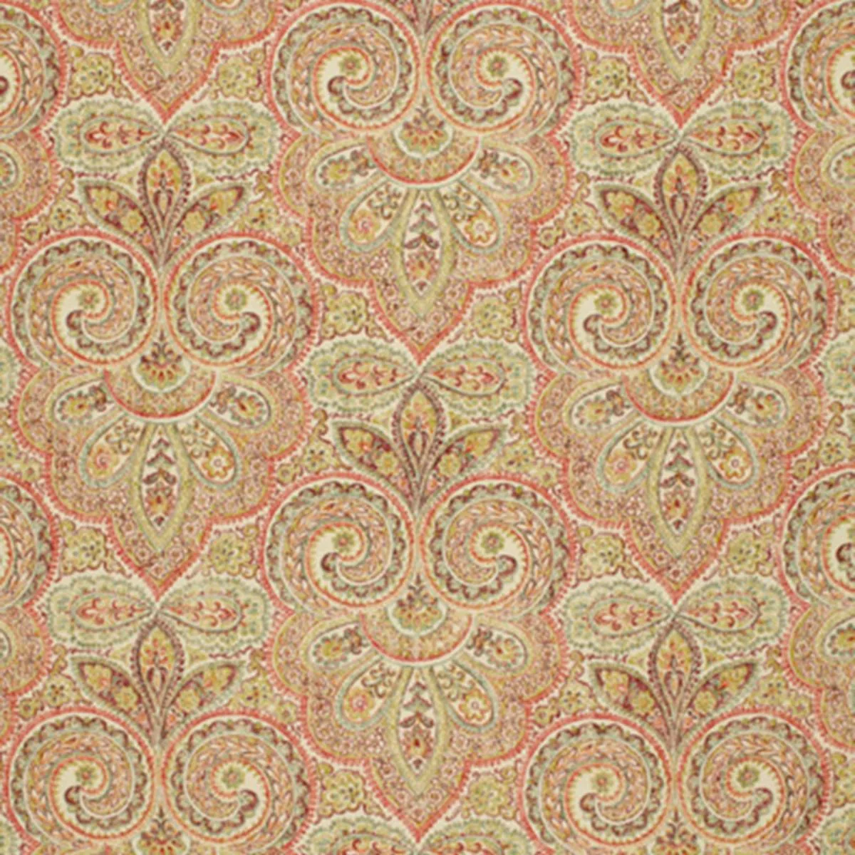 Schumacher 173450 Kashan Paisley Gemstone fabric swatch