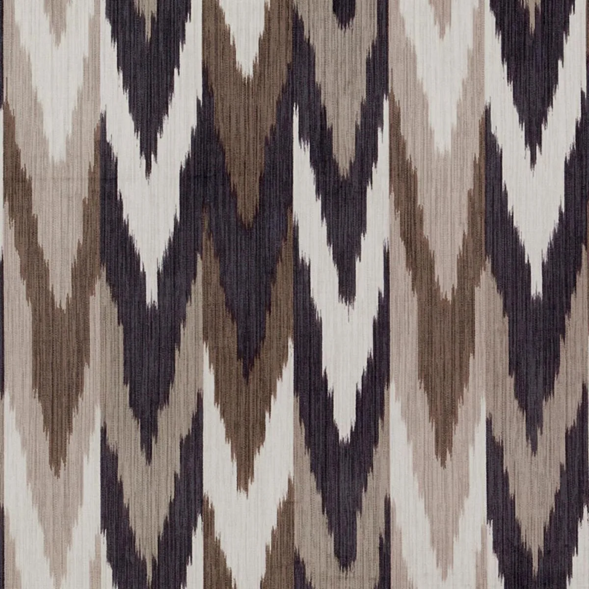 Schumacher 176101 Kashgar Velvet Ikat Carbon & Teak fabric swatch