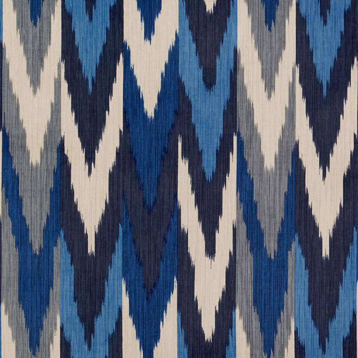 Schumacher 176100 Kashgar Velvet Ikat Indigo & Slate fabric swatch