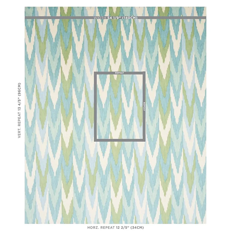 Schumacher 176103 Kashgar Velvet Ikat Mineral & Leaf fabric swatch
