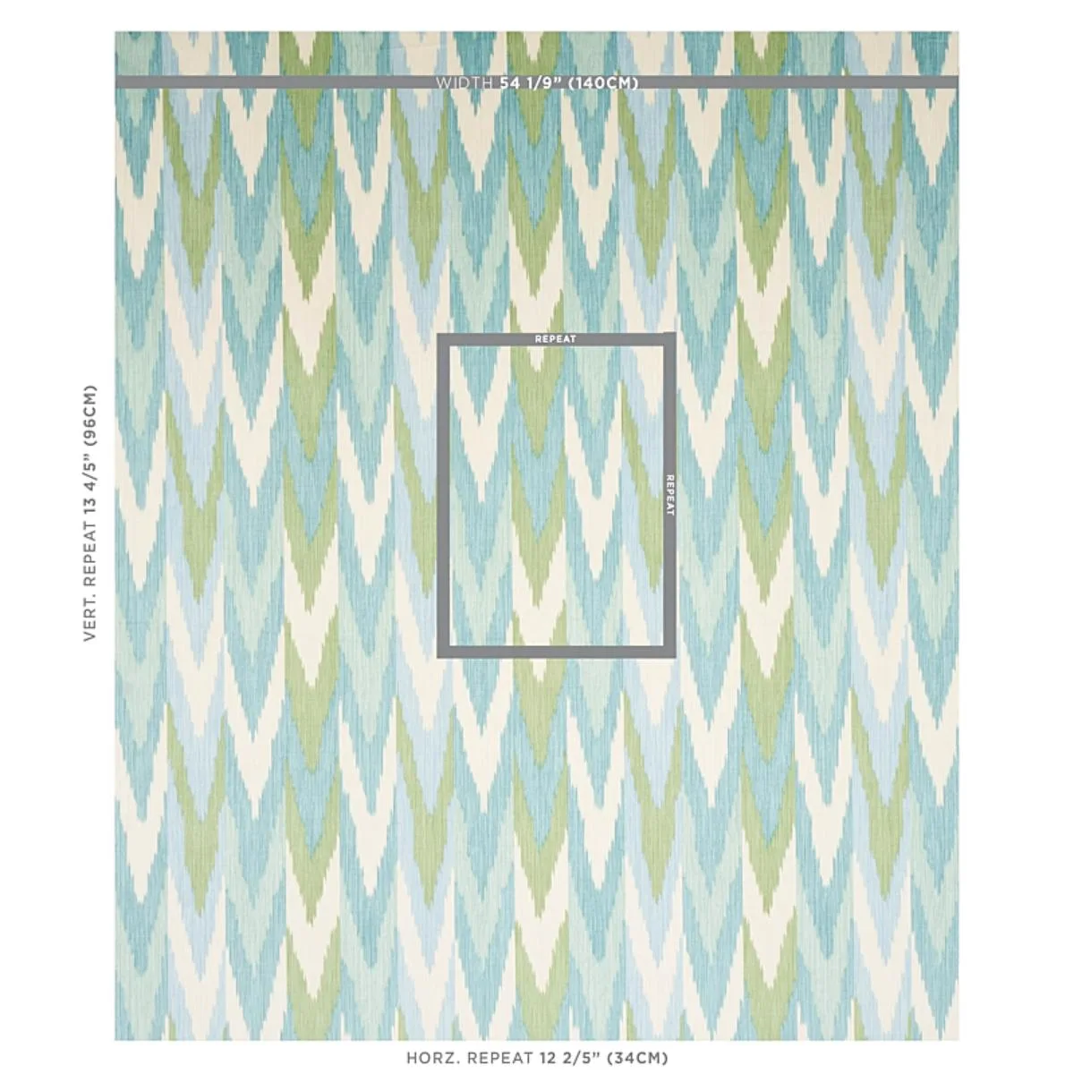Schumacher 176103 Kashgar Velvet Ikat Mineral & Leaf fabric swatch