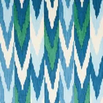 Schumacher 176104 Kashgar Velvet Ikat Peacock & Emerald fabric swatch