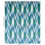 Schumacher 176104 Kashgar Velvet Ikat Peacock & Emerald fabric swatch