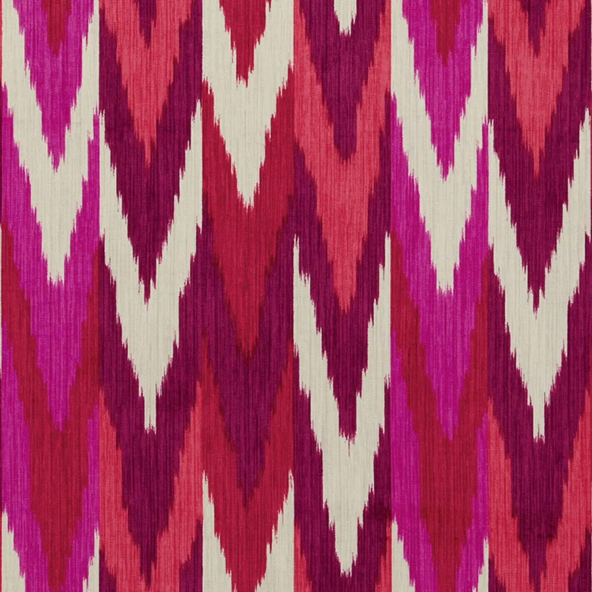 Schumacher 176102 Kashgar Velvet Ikat Ruby & Plum fabric swatch
