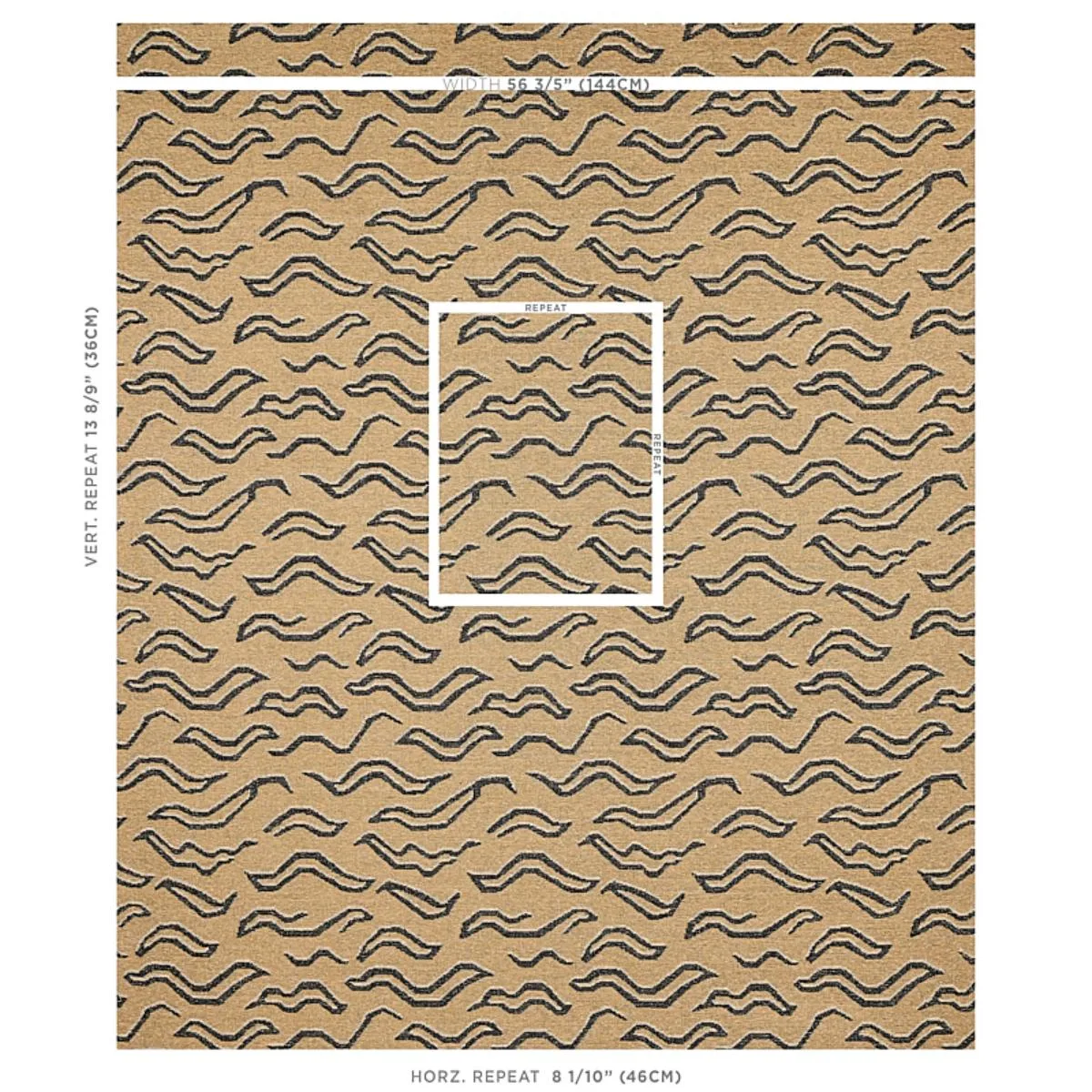 Schumacher 80680 Kata Camel With Black fabric swatch