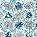 Schumacher 2620935 Katsugi Cobalt & Turquoise fabric swatch