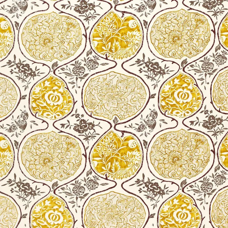 Schumacher 2620934 Katsugi Gold And Mushroom fabric swatch