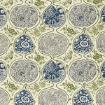Schumacher 2620932 Katsugi Indigo & Green fabric swatch