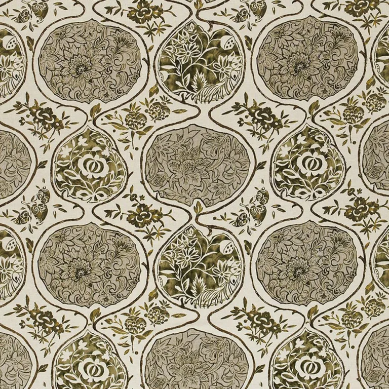 Schumacher 2620930 Katsugi Link And Sepia fabric swatch