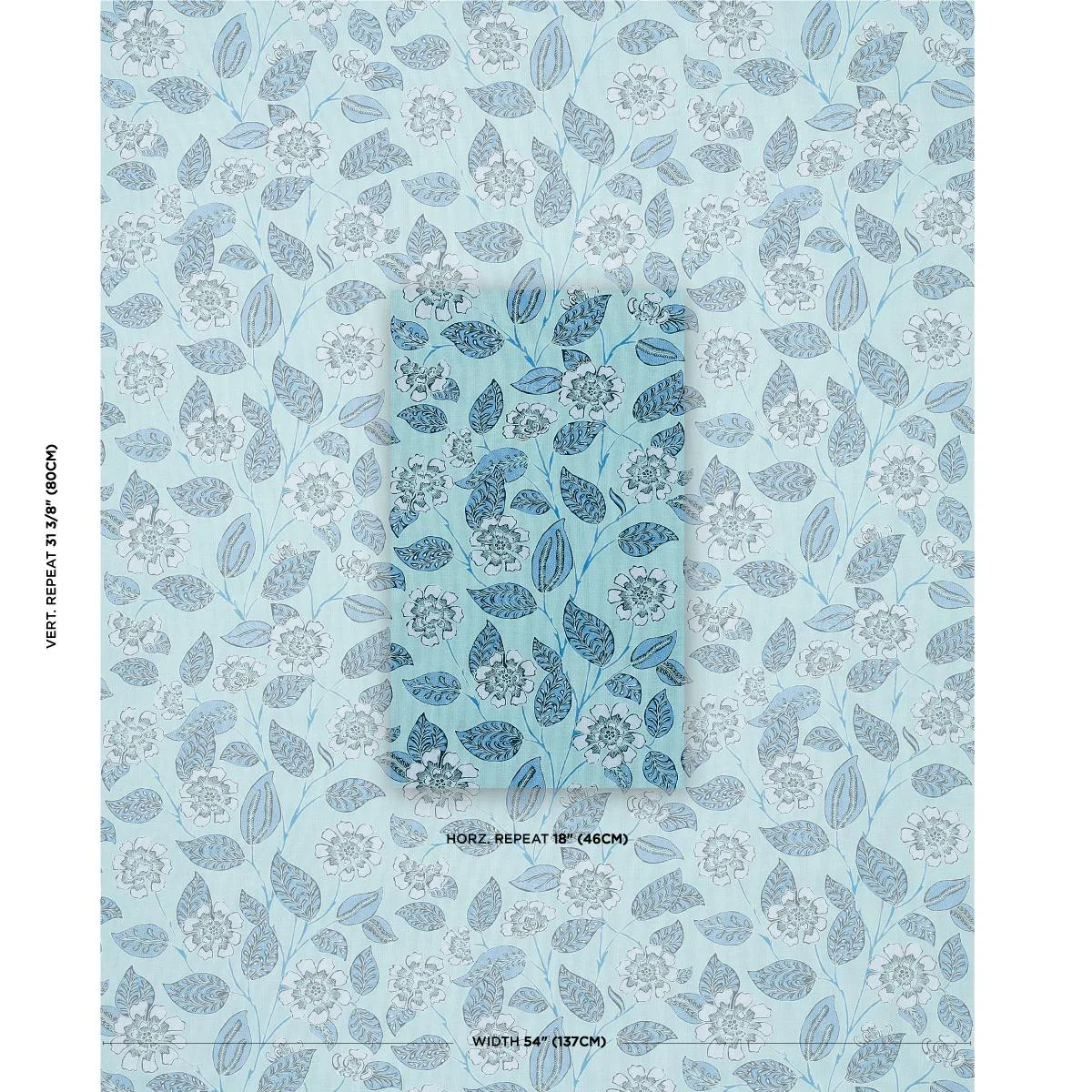 Schumacher 181001 Kava Cay Indoor/Outdoor Blues fabric swatch