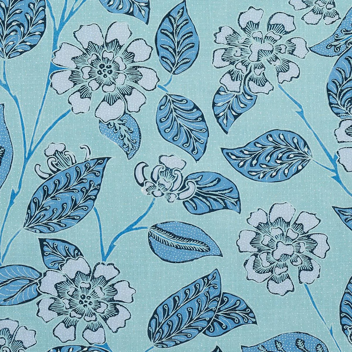 Schumacher 181001 Kava Cay Indoor/Outdoor Blues fabric swatch