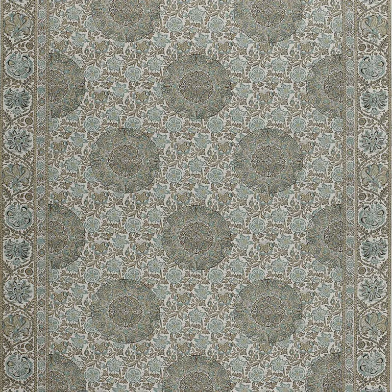 Schumacher 1296002 Kaya Medallion Mineral fabric swatch