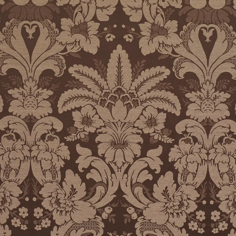 Schumacher 87095 Kennedy Damask Brown fabric swatch