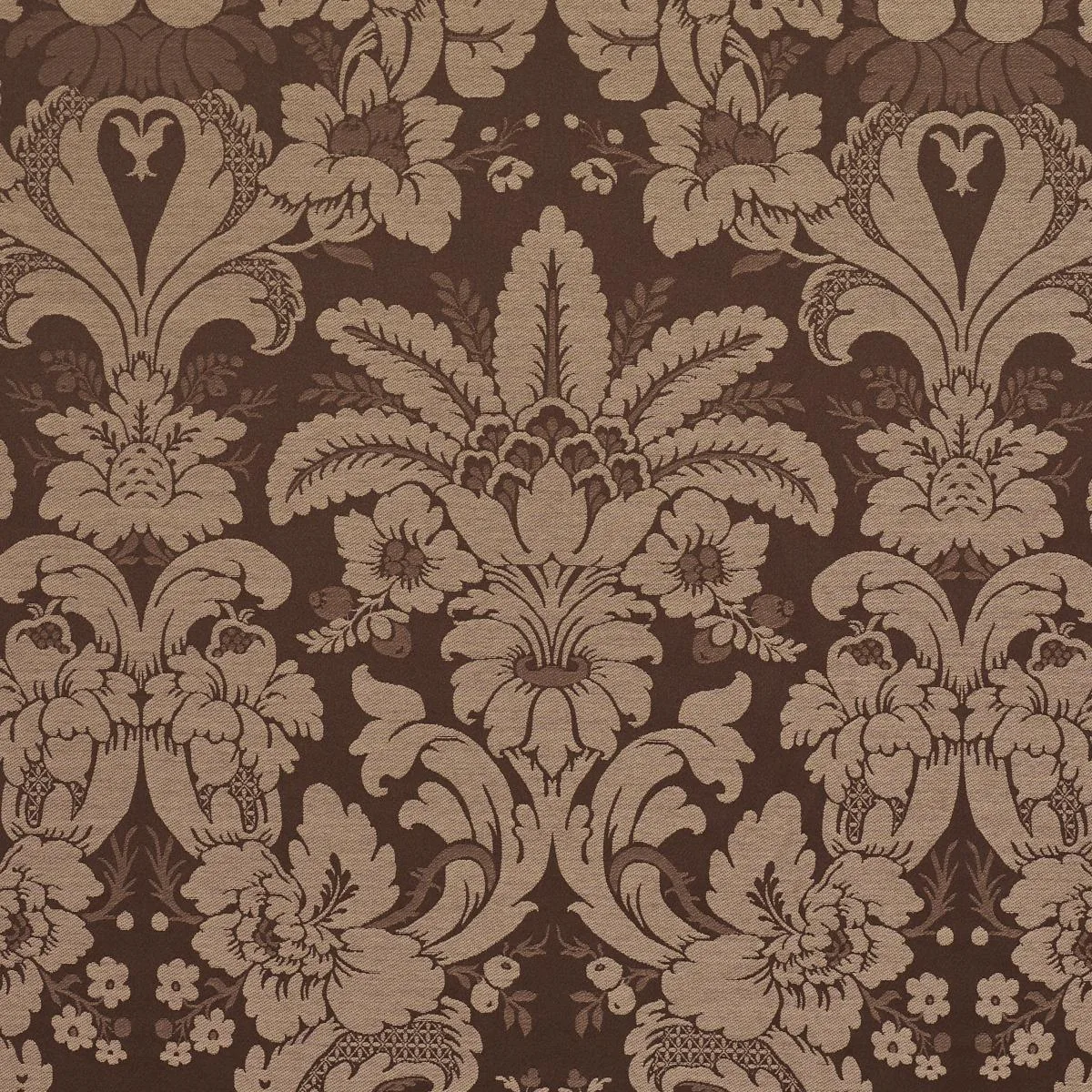 Schumacher 87095 Kennedy Damask Brown fabric swatch