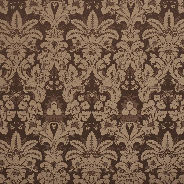 Schumacher 87095 Kennedy Damask Brown fabric swatch