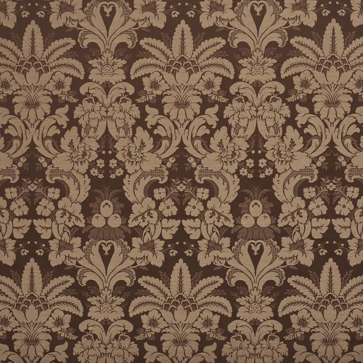 Schumacher 87095 Kennedy Damask Brown fabric swatch
