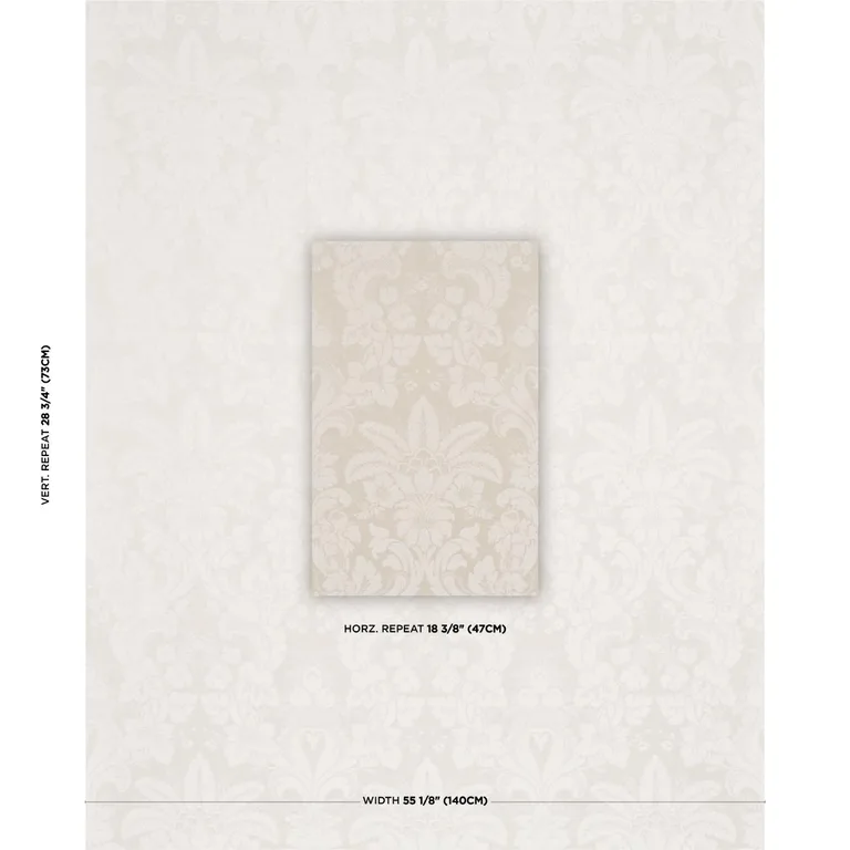Schumacher 87092 Kennedy Damask Ivory fabric swatch