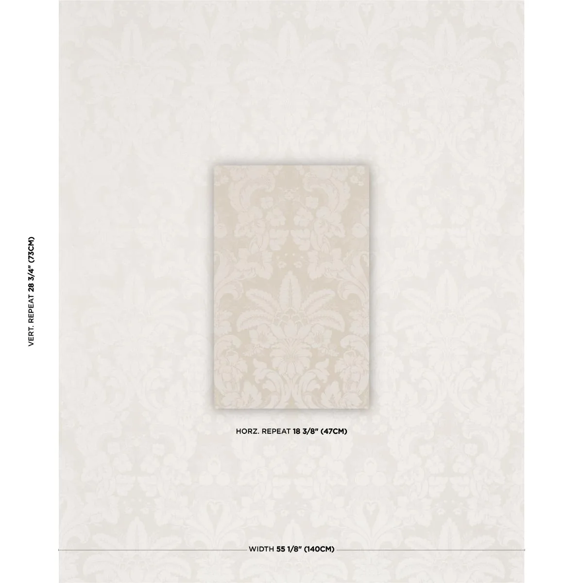 Schumacher 87092 Kennedy Damask Ivory fabric swatch