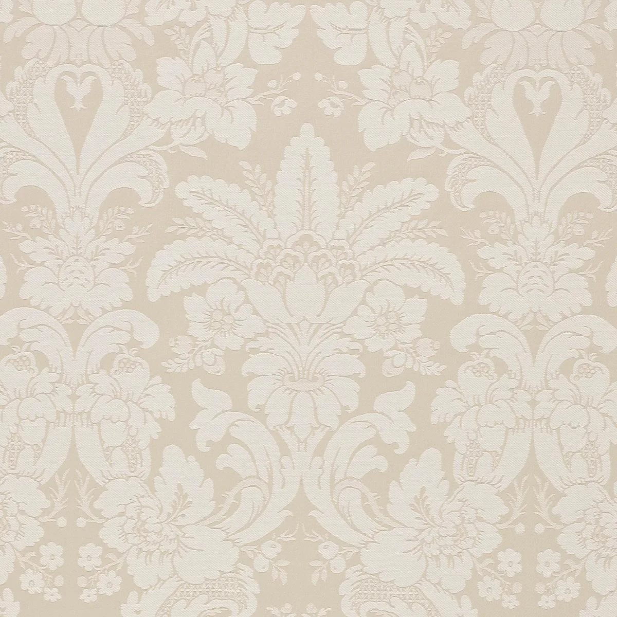 Schumacher 87092 Kennedy Damask Ivory fabric swatch