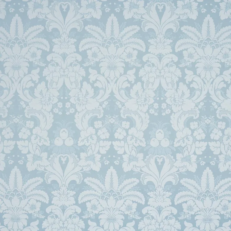 Schumacher 87094 Kennedy Damask Robin's Egg fabric swatch
