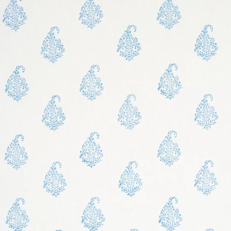Schumacher 181352 Kerala Paisley Blue fabric swatch
