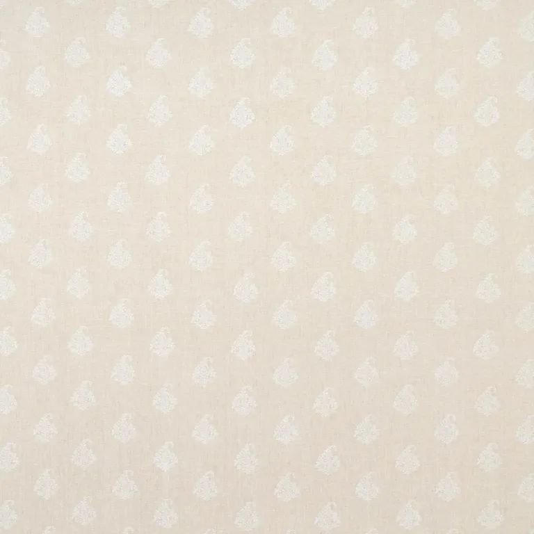 Schumacher 181350 Kerala Paisley White On Neutral fabric swatch