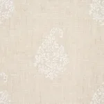 Schumacher 181350 Kerala Paisley White On Neutral fabric swatch