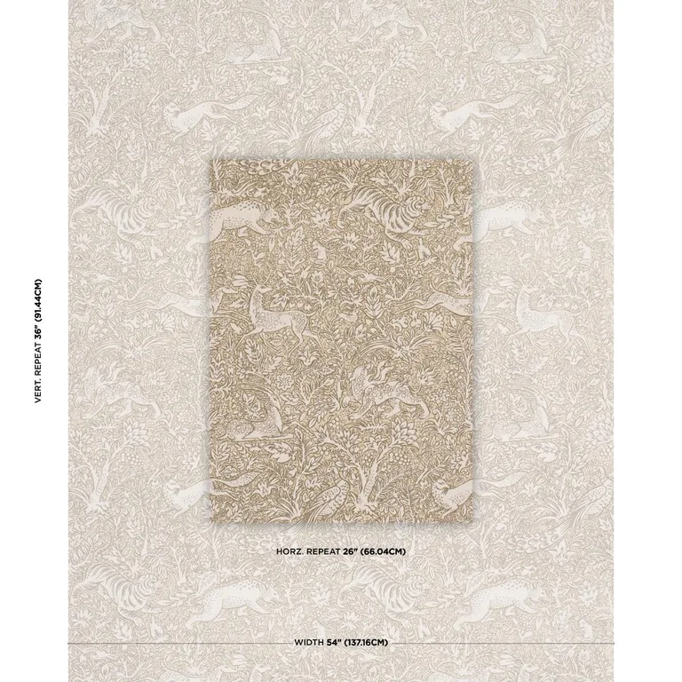 Schumacher 2603274 Khan's Park Gray Beige fabric swatch