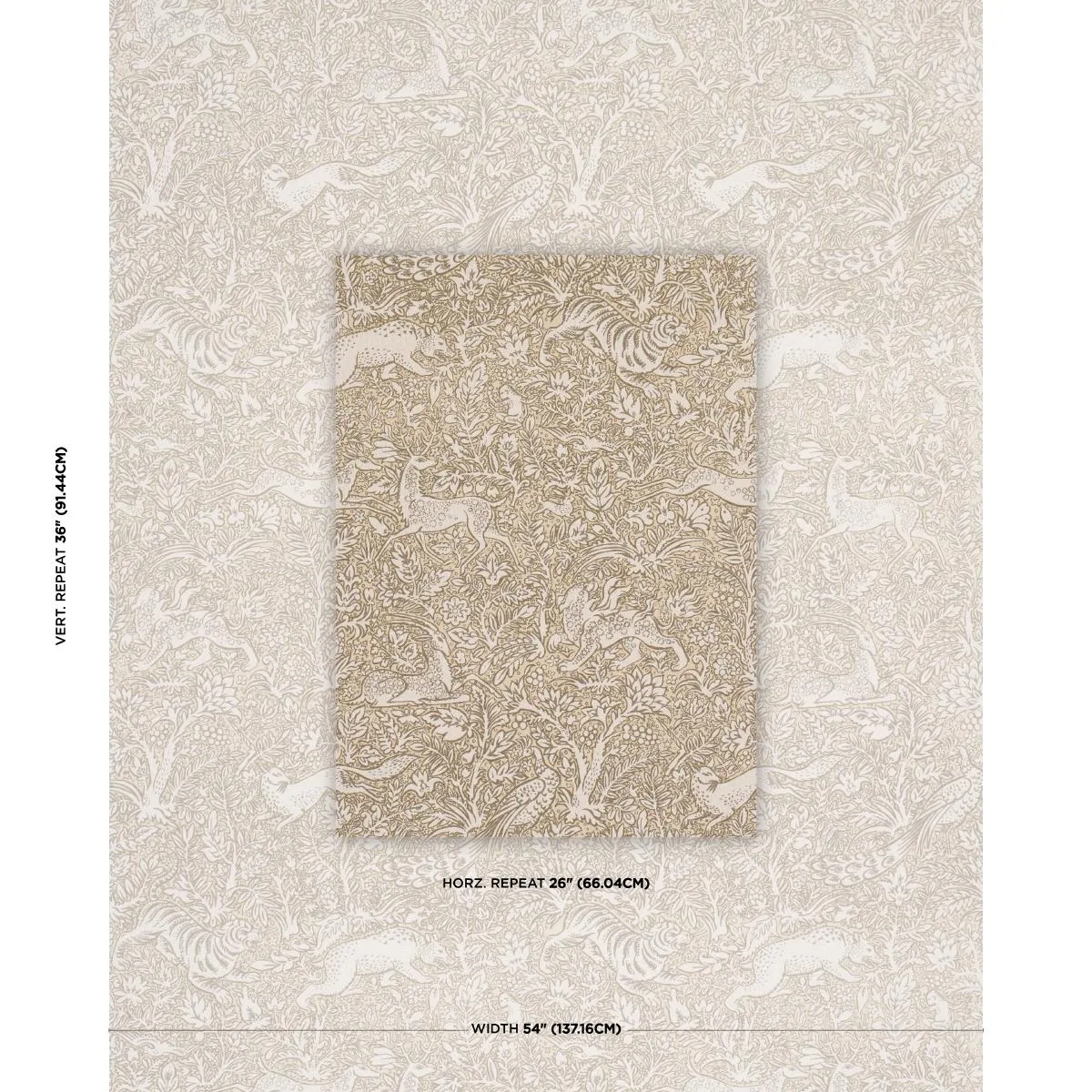 Schumacher 2603274 Khan's Park Gray Beige fabric swatch