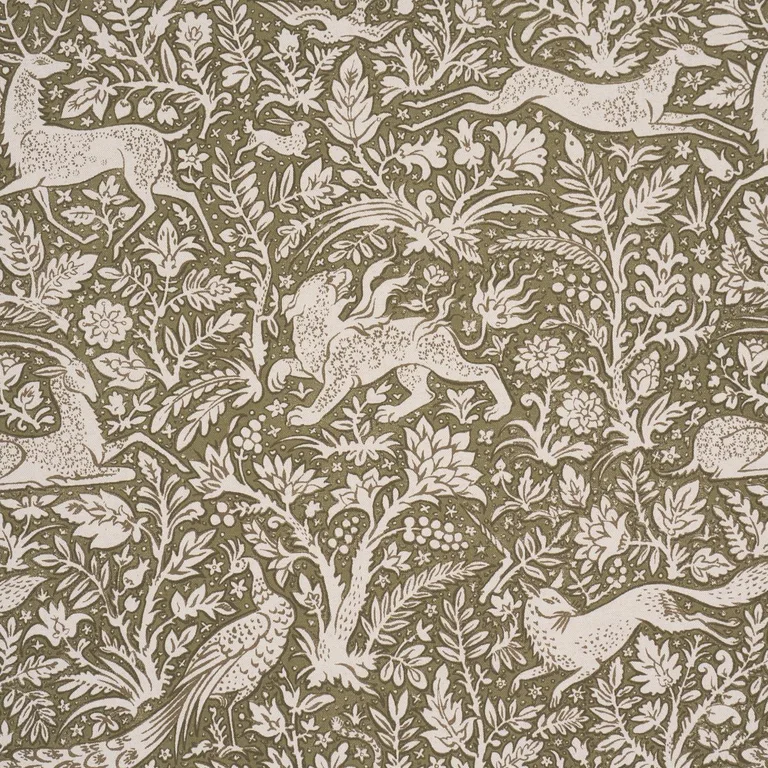 Schumacher 2603272 Khan's Park Khaki Olive fabric swatch