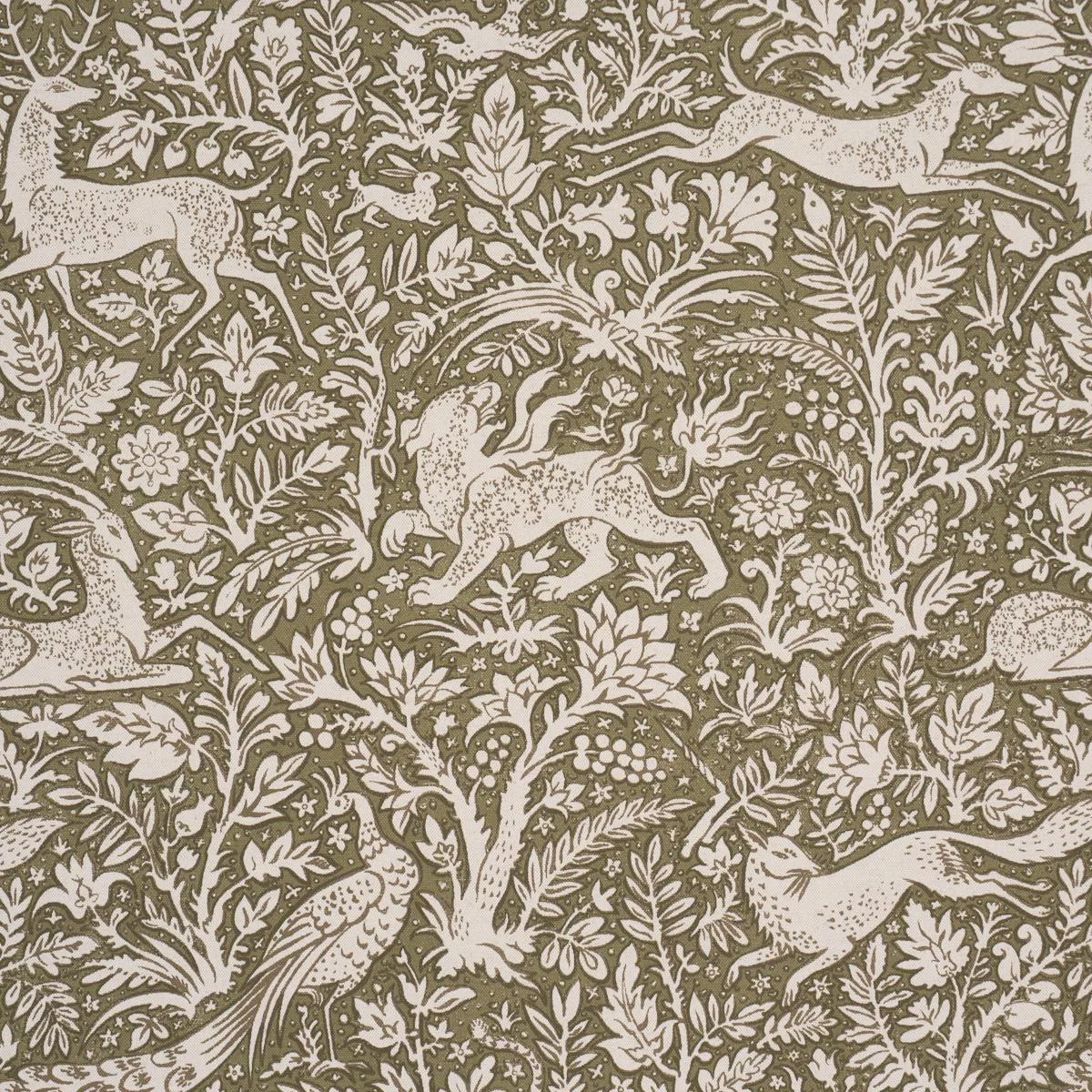 Schumacher 2603272 Khan's Park Khaki Olive fabric swatch