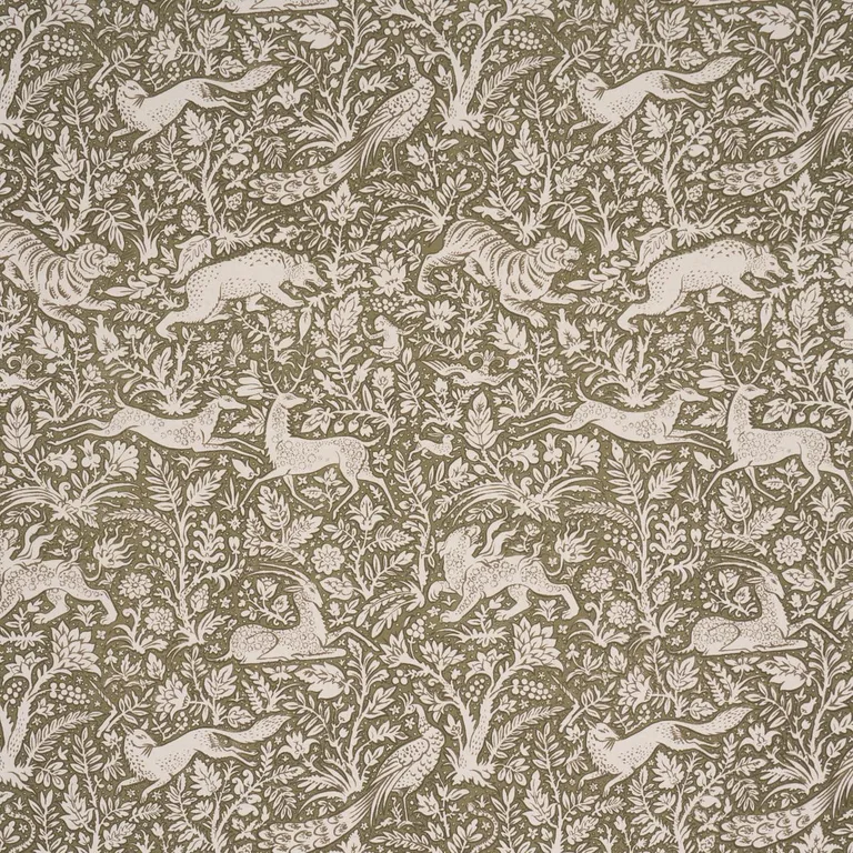Schumacher 2603272 Khan's Park Khaki Olive fabric swatch
