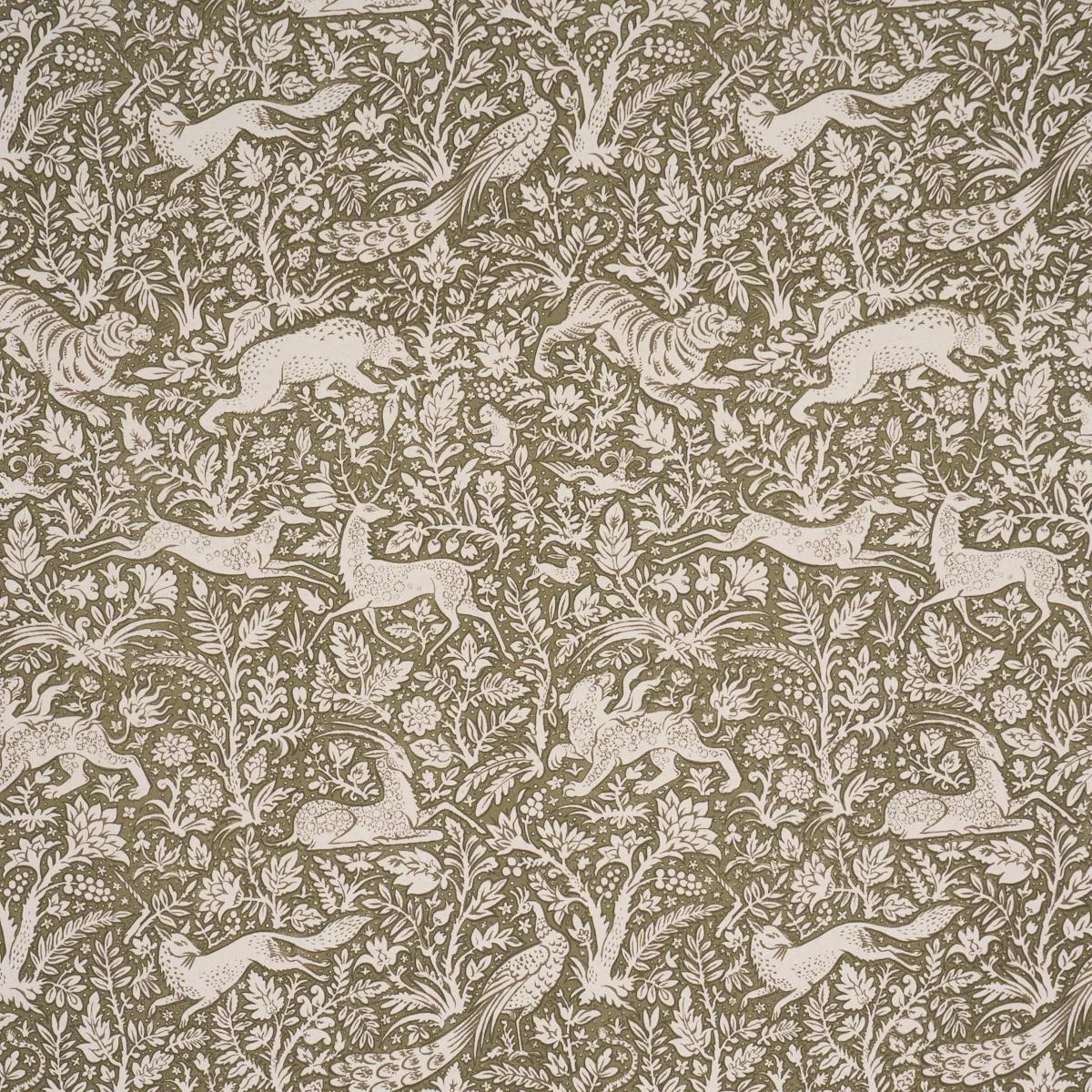 Schumacher 2603272 Khan's Park Khaki Olive fabric swatch