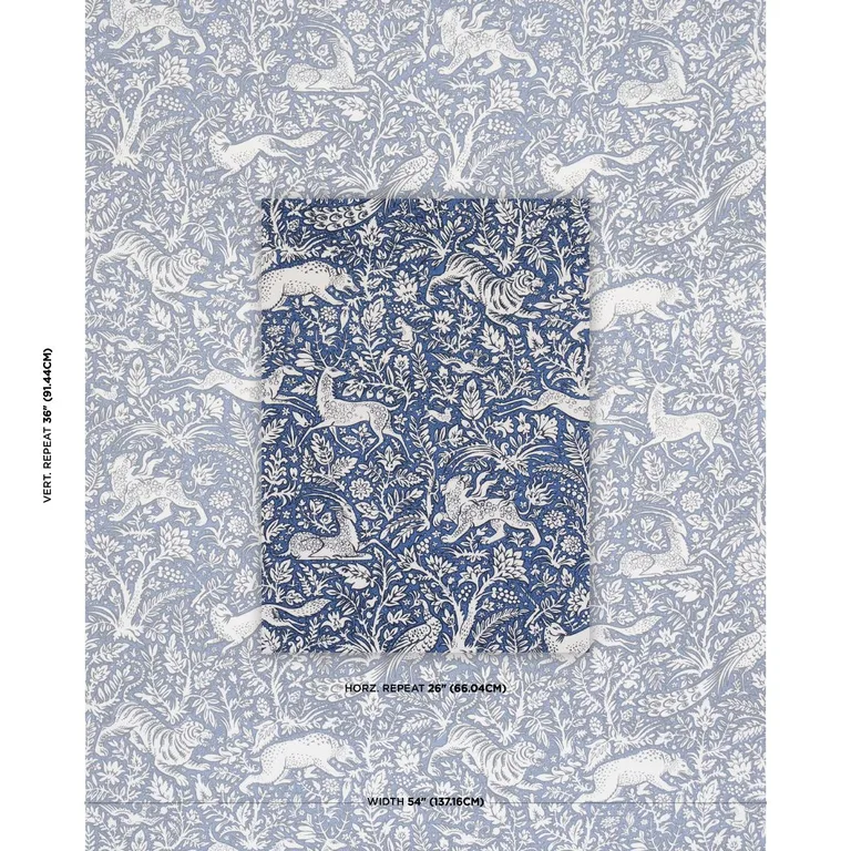 Schumacher 2603101 Khan's Park Navy fabric swatch