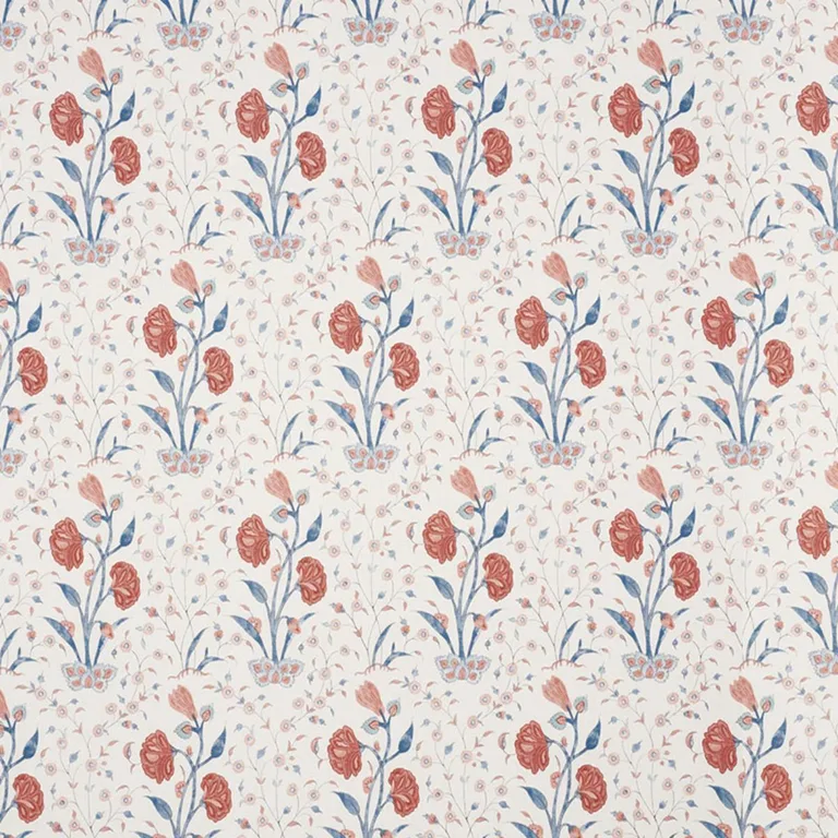 Schumacher 178330 Khilana Floral Delft & Rose fabric swatch