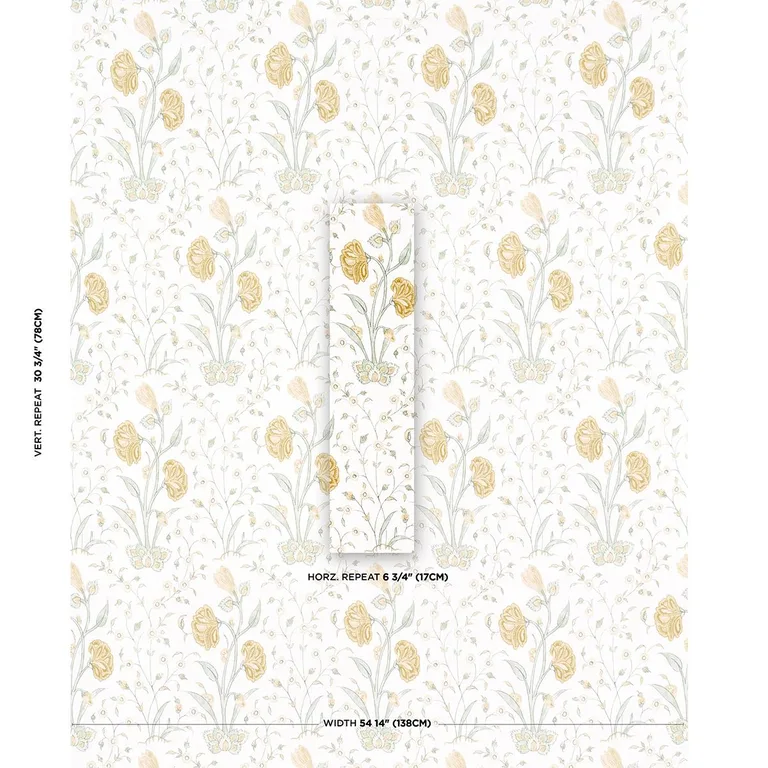 Schumacher 178333 Khilana Floral Marigold fabric swatch