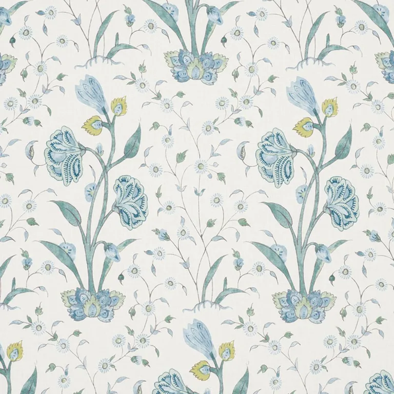 Schumacher 178331 Khilana Floral Peacock fabric swatch