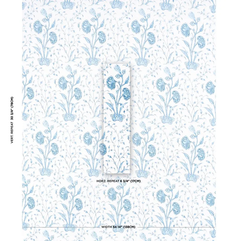 Schumacher 178335 Khilana Floral Porcelain fabric swatch