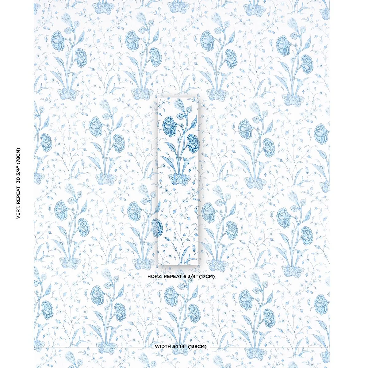Schumacher 178335 Khilana Floral Porcelain fabric swatch
