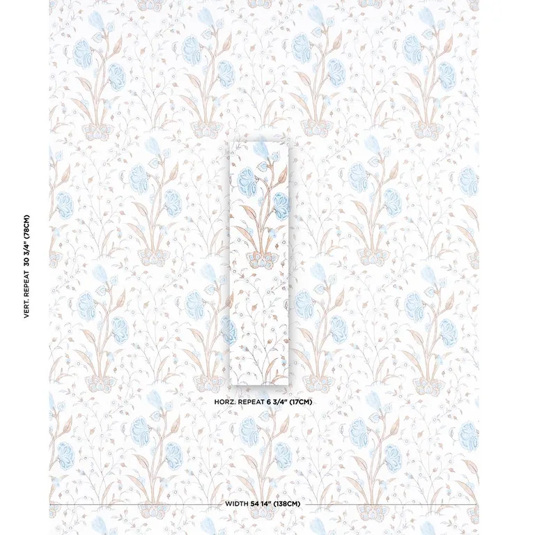 Schumacher 178334 Khilana Floral Sky fabric swatch