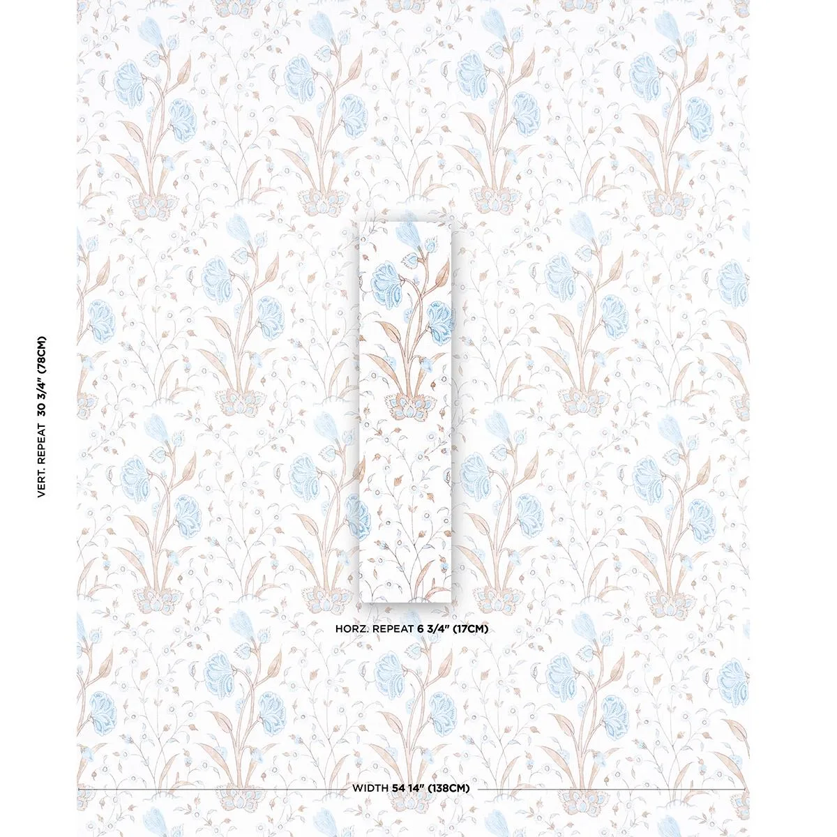 Schumacher 178334 Khilana Floral Sky fabric swatch