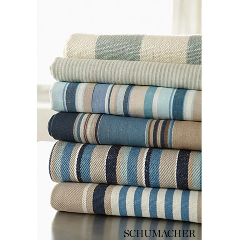 Schumacher 66030 Kiawah Stripe Indigo fabric swatch