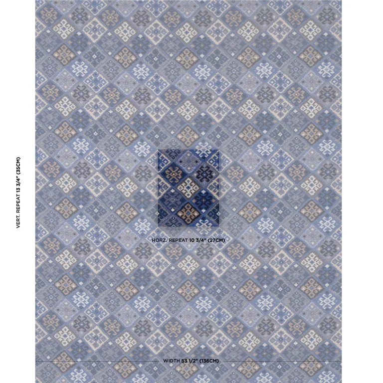 Schumacher 67143 Kilim Weave Blue fabric swatch