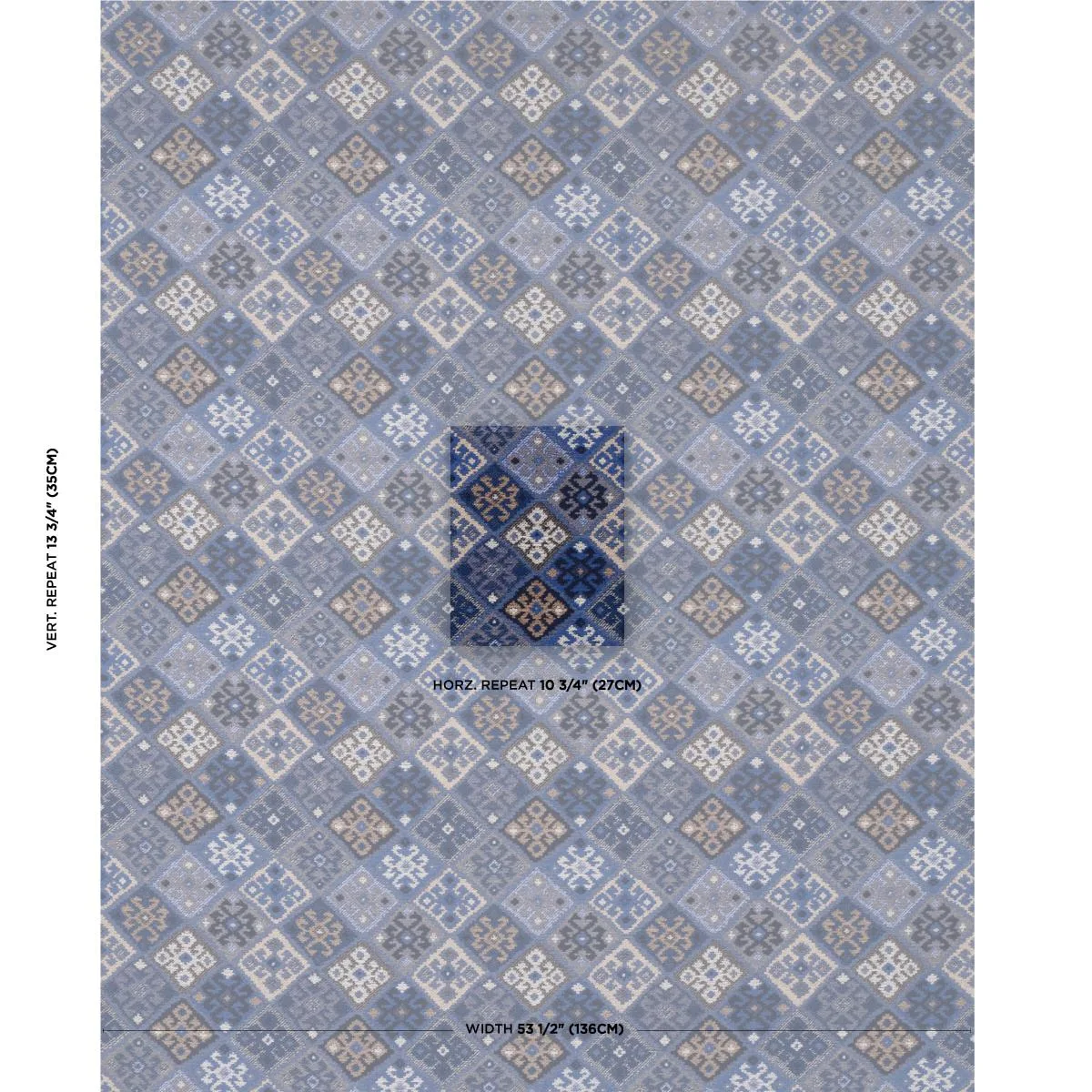 Schumacher 67143 Kilim Weave Blue fabric swatch