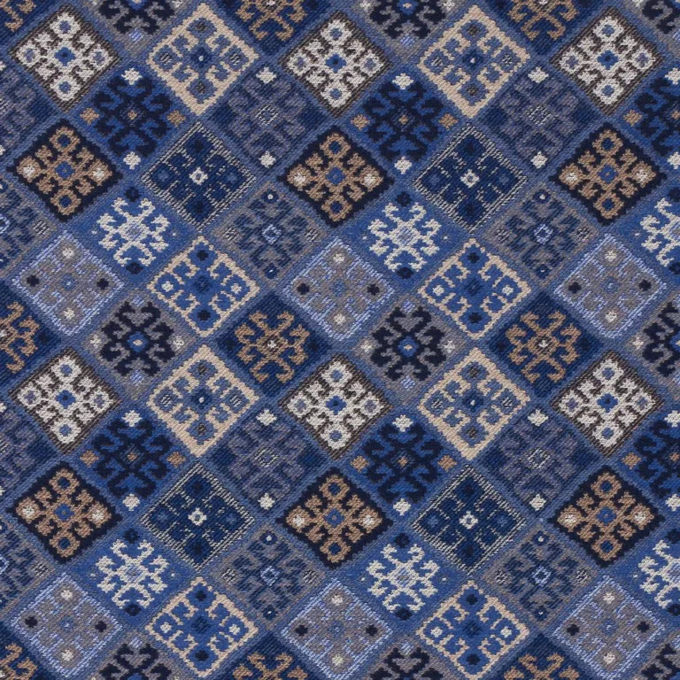 Schumacher 67143 Kilim Weave Blue fabric swatch